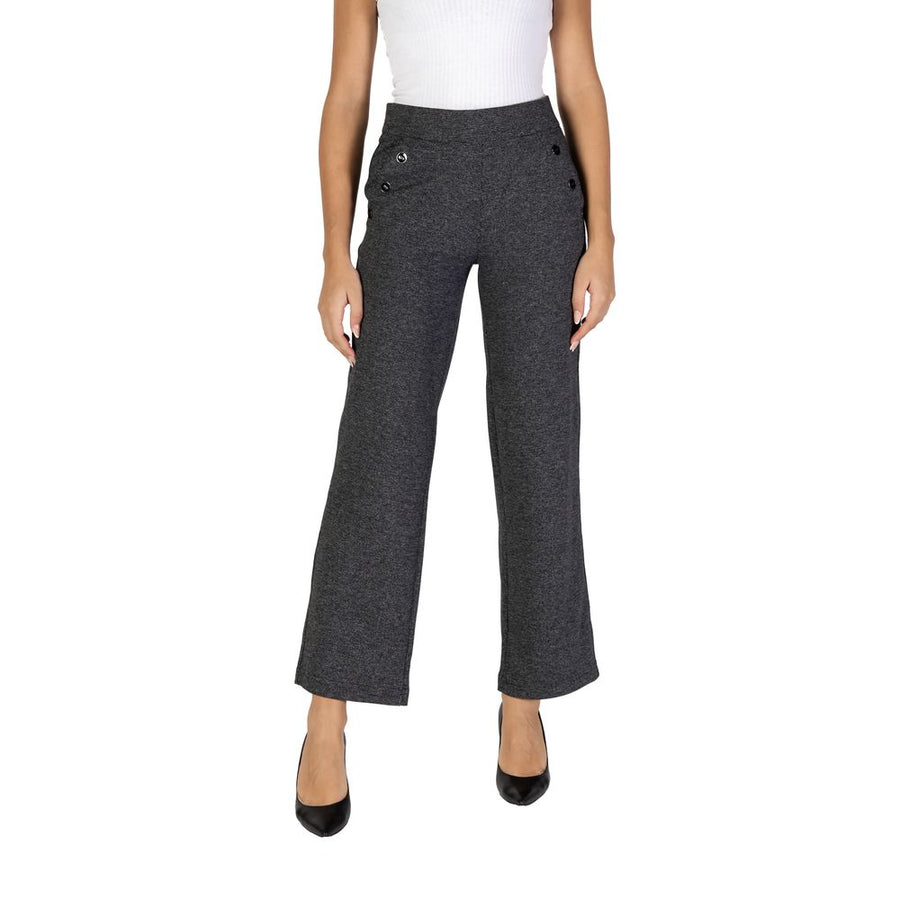 Black Polyester Casual Pants