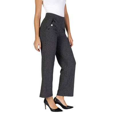 Black Polyester Casual Pants