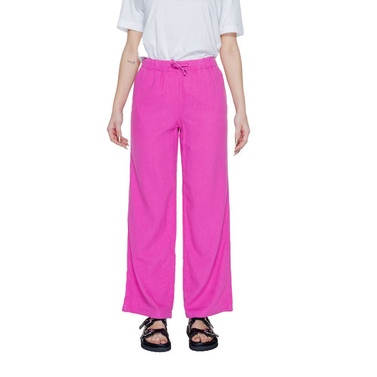 Pink Linen Casual Pants