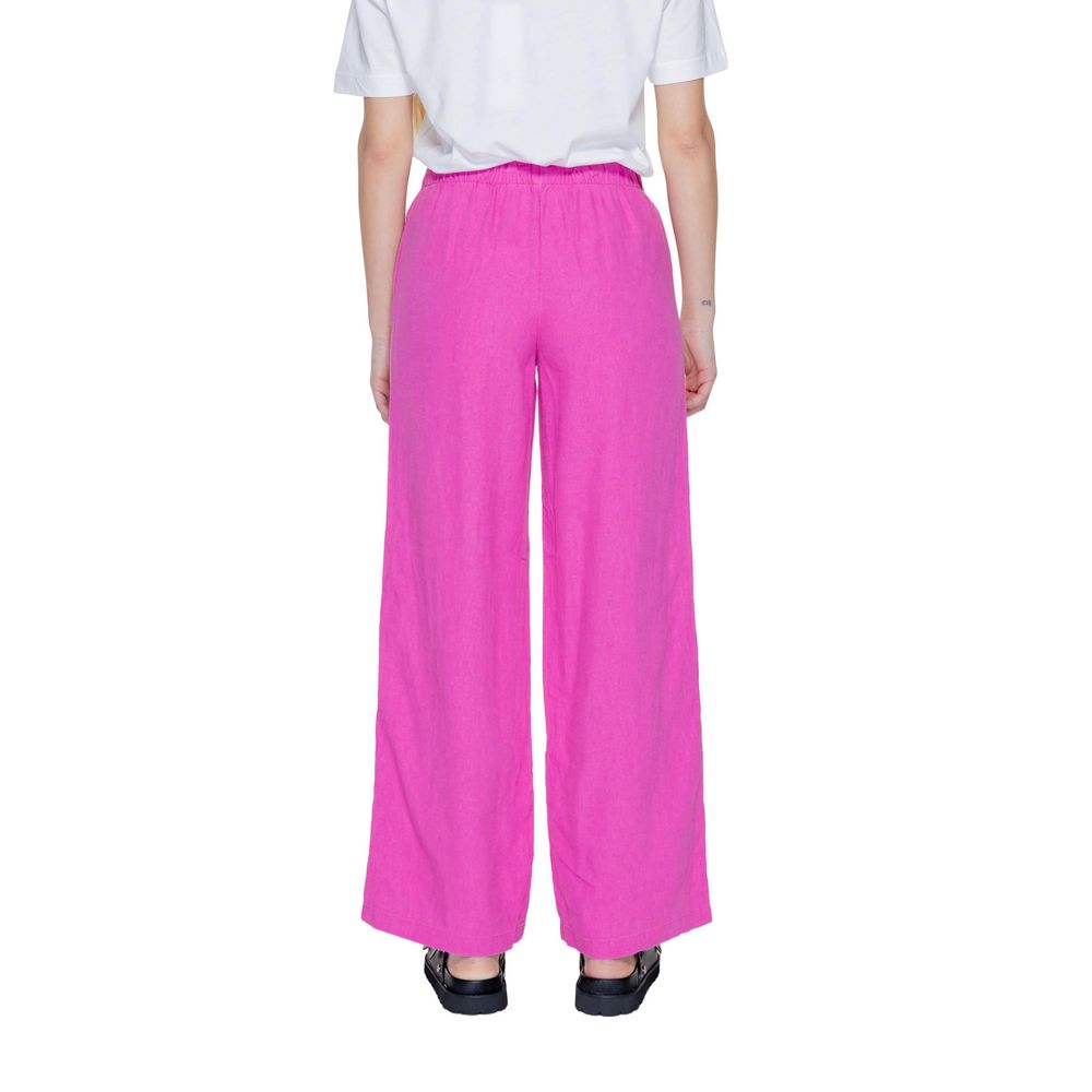 Pink Linen Casual Pants