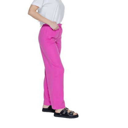Pink Linen Casual Pants