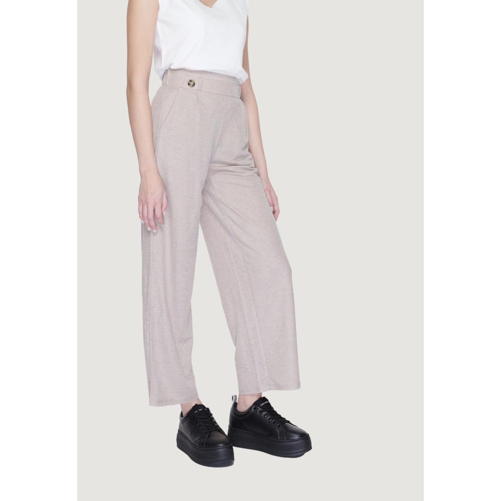 Gray Viscose Casual Pants