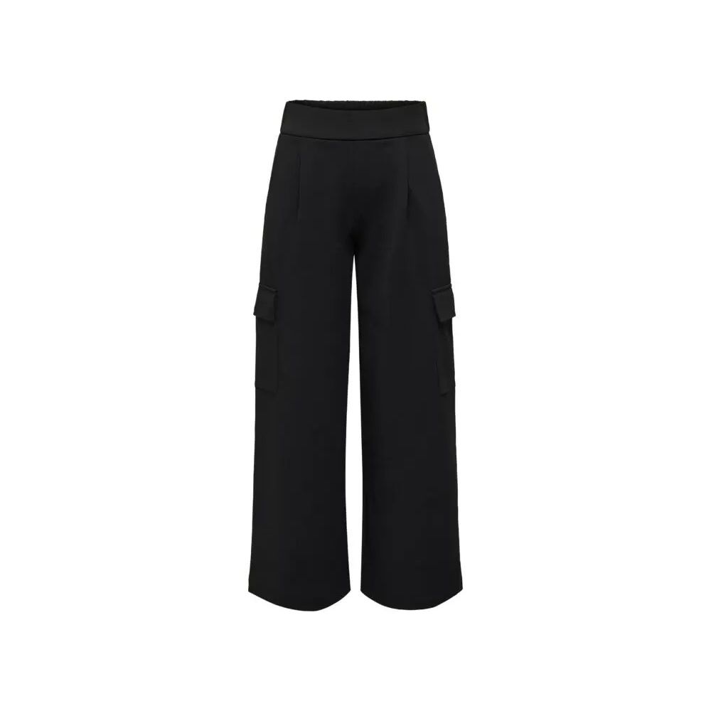 Black Polyester Casual Pants