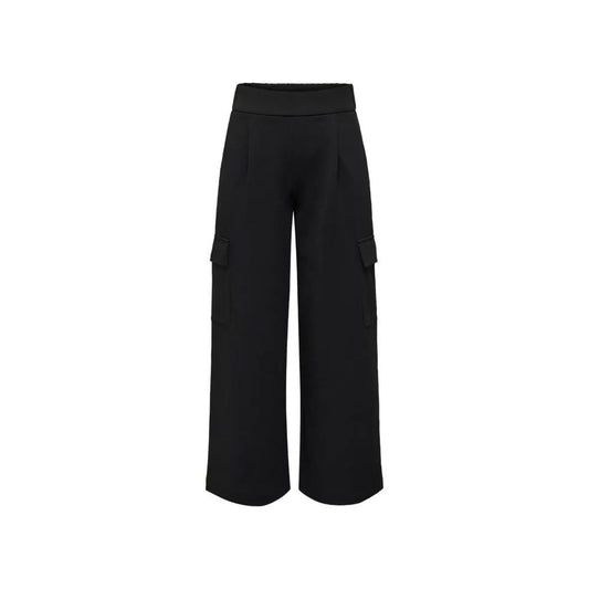 Black Polyester Casual Pants