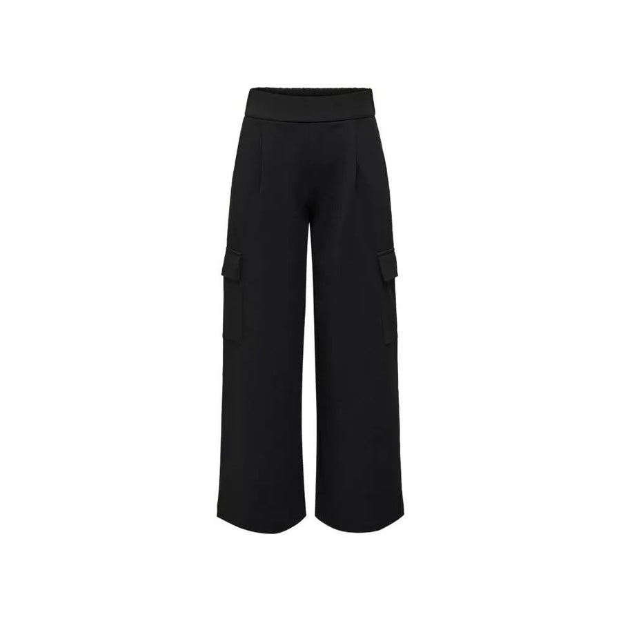 Black Polyester Casual Pants