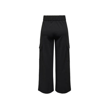 Black Polyester Casual Pants