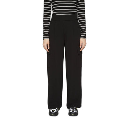 Black Polyester Casual Pants