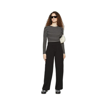 Black Polyester Casual Pants