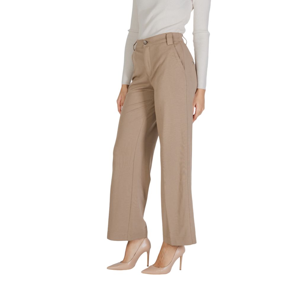 Beige Viscose Casual Pants
