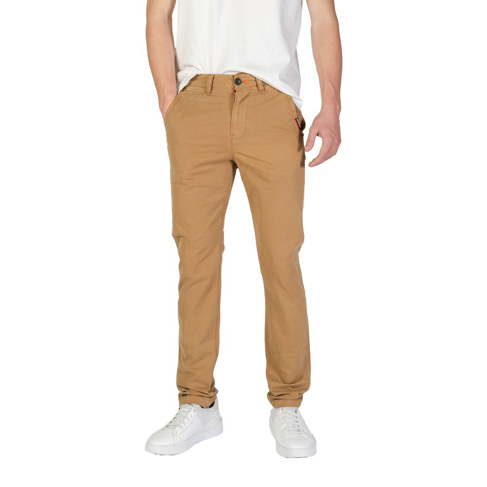 Beige Cotton Skinny Pants
