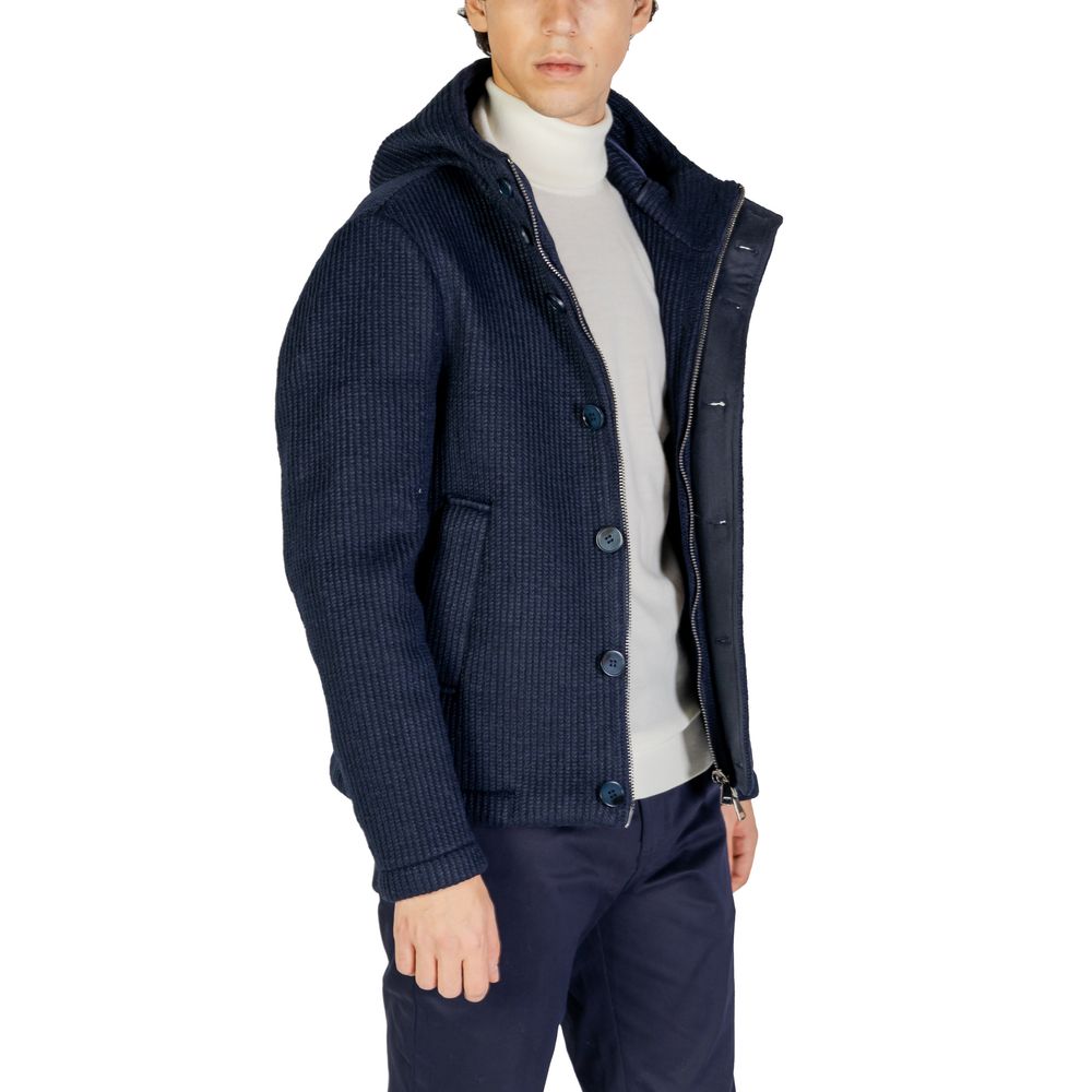 Blue Polyester Jackets & Coat