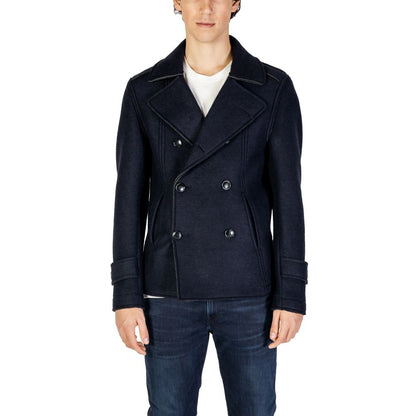 Blue Viscose Jackets & Coat