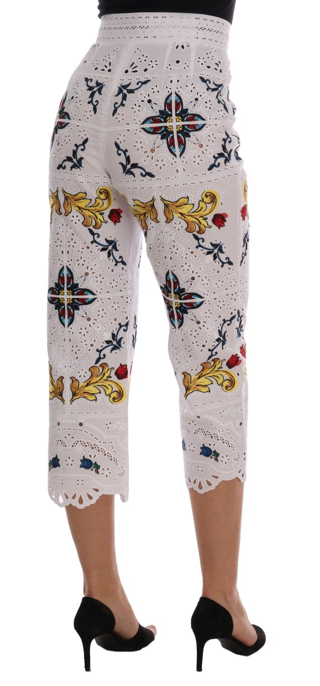Mulicolor Majolica Cutout Capri Pants