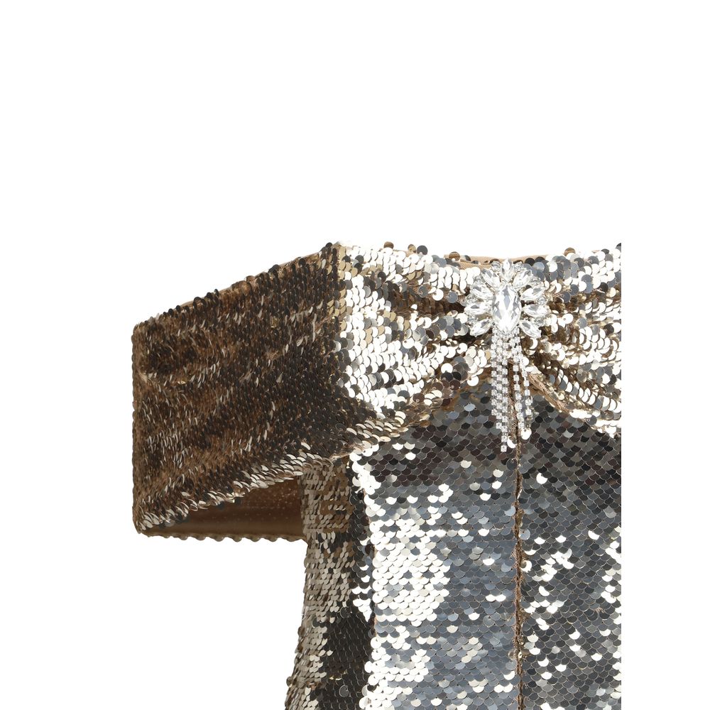 Gold Polyester Cocktail Dress