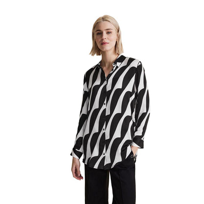 Black And White Viscose Blouse