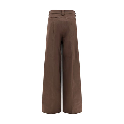 Brown Cotton Casual Pants