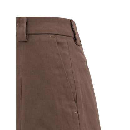 Brown Cotton Casual Pants