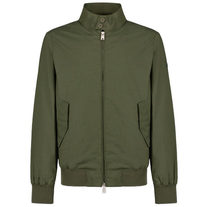 Green Cotton Men Bomber Jacket