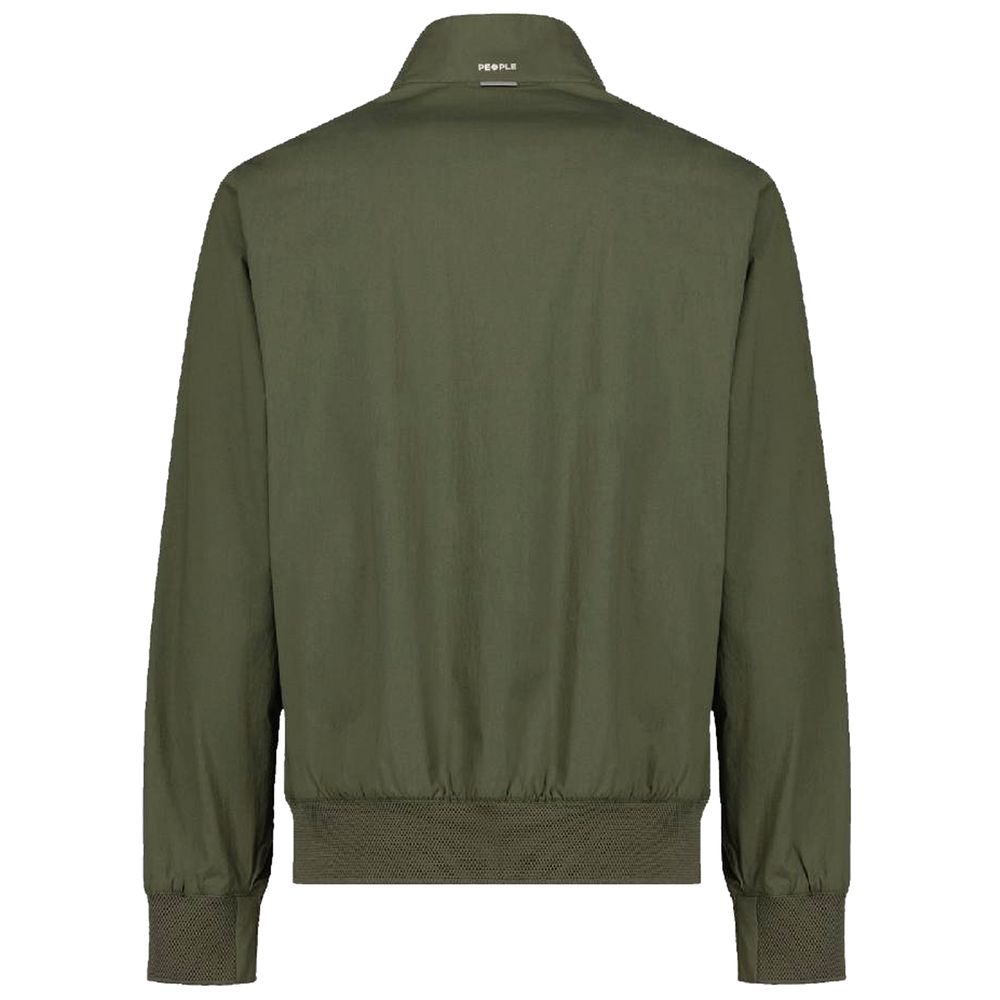 Green Cotton Men Bomber Jacket