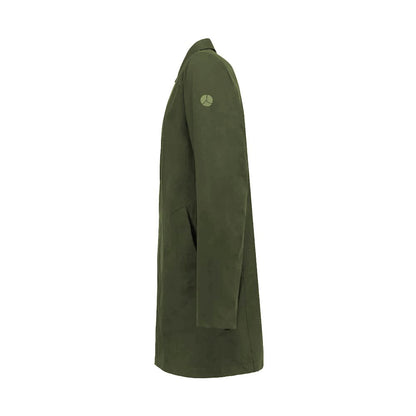 Green Recycled Polyester Men Trench Coat