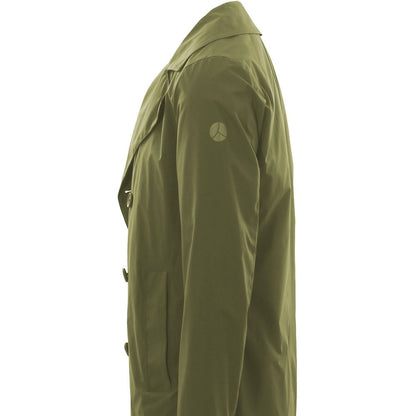 Green Recycled Polyester Men Trench Coat