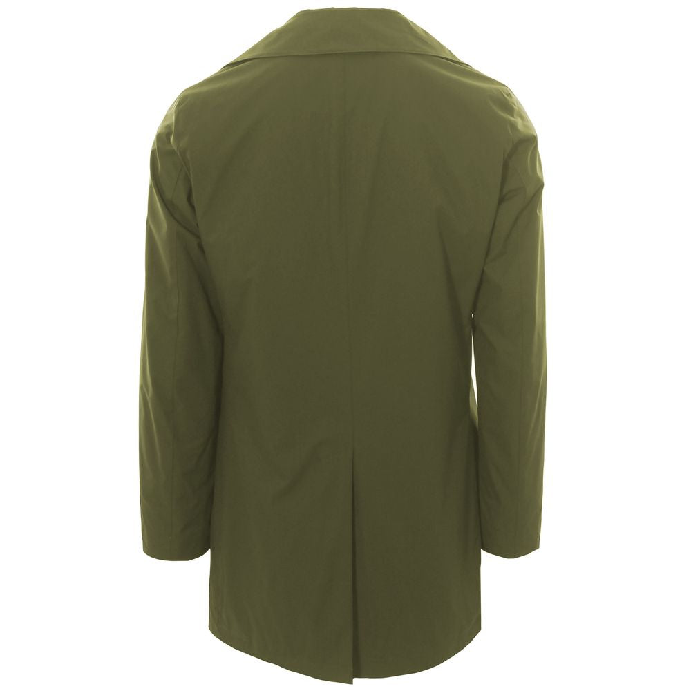 Green Recycled Polyester Men Trench Coat