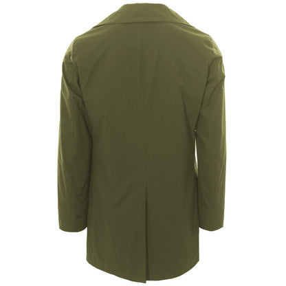 Green Recycled Polyester Men Trench Coat