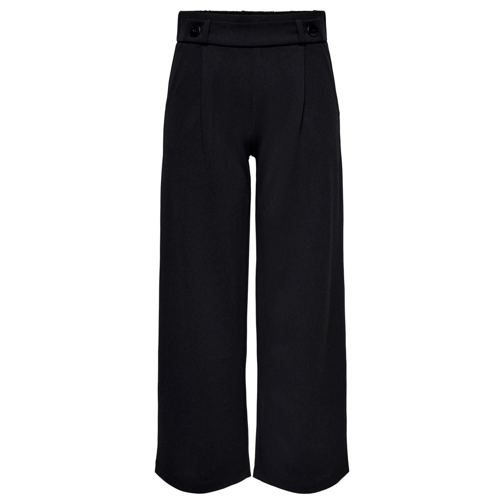 Black Polyester Casual Pants