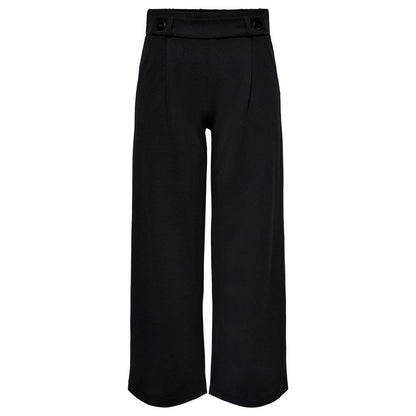 Black Polyester Casual Pants