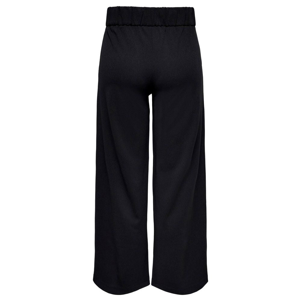 Black Polyester Casual Pants