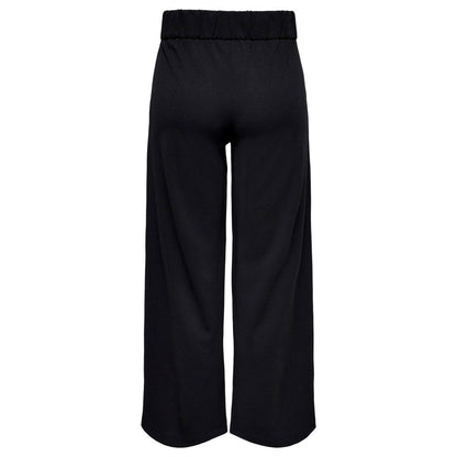 Black Polyester Casual Pants
