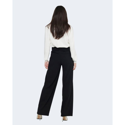 Black Polyester Casual Pants