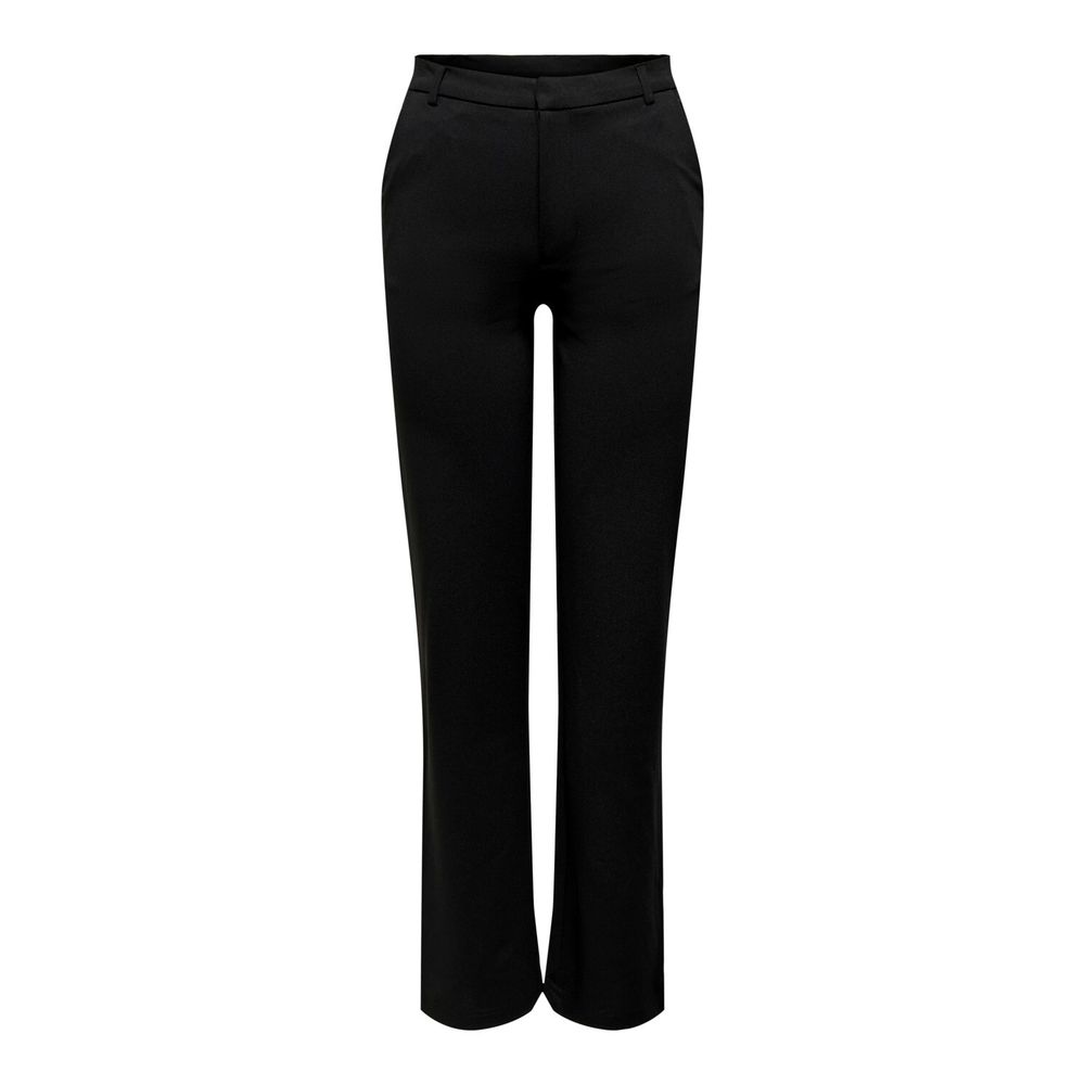 Black Elastane Casual Pants