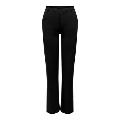 Black Elastane Casual Pants