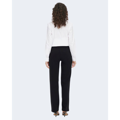 Black Elastane Casual Pants
