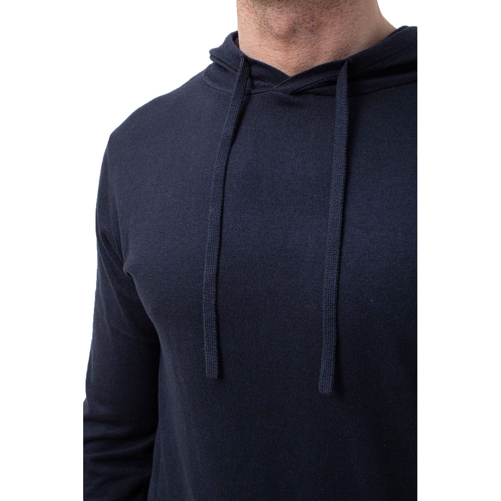 Blue Cotton Men Hoodie