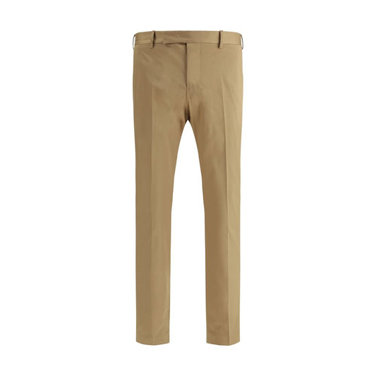 Beige Cotton Casual Pants