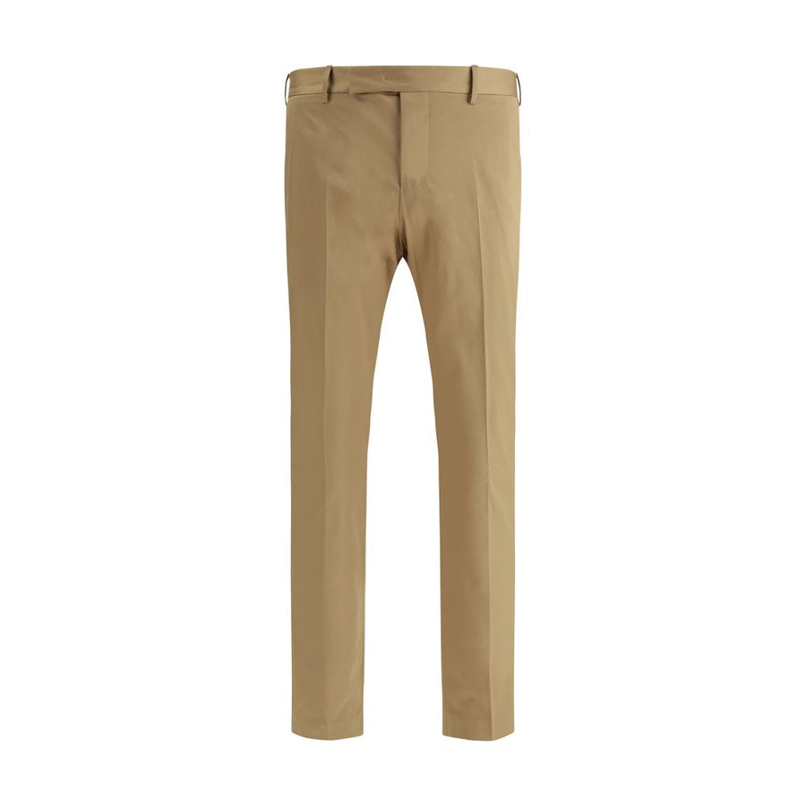 Beige Cotton Casual Pants
