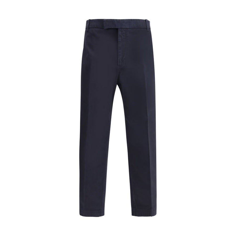 Blue Cotton Casual Pants