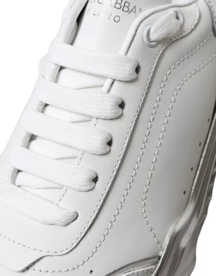 White Silver Daymaster Leather Sneakers Shoes