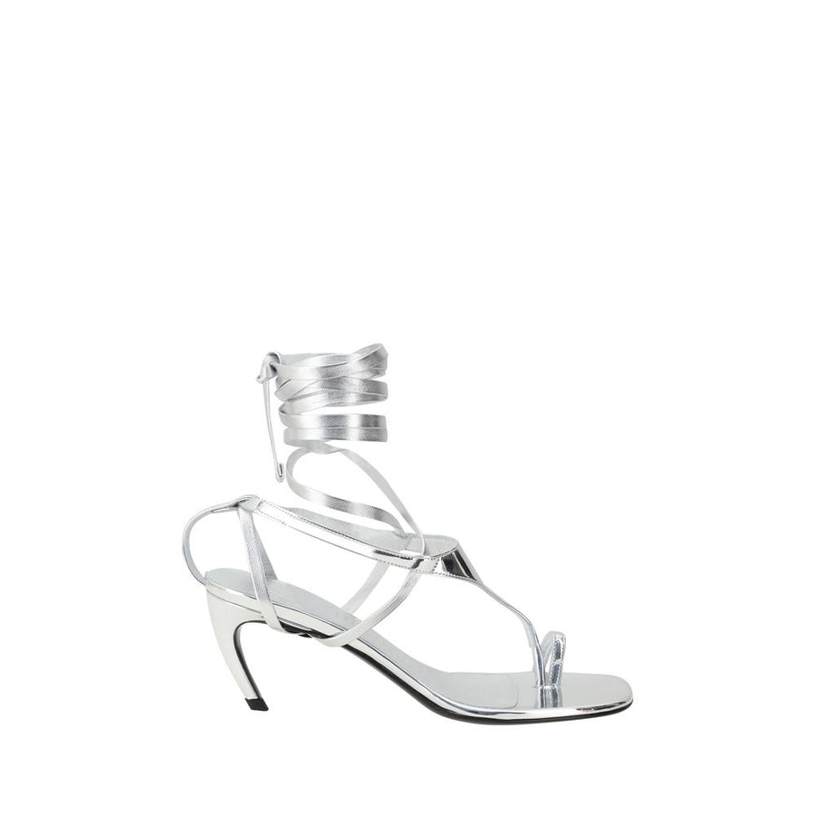 Silver Calf Leather Bos Taurus Flip-Flop Sandals
