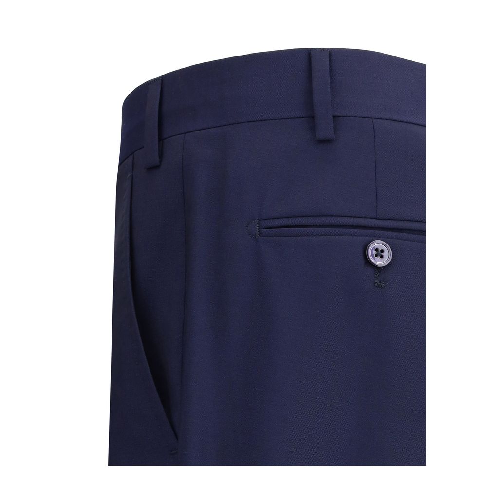 Blue Fleece Wool Dress Pants