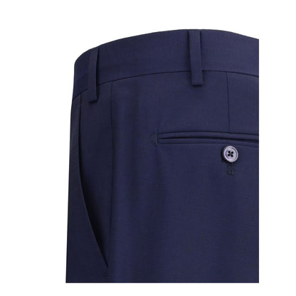 Blue Fleece Wool Dress Pants