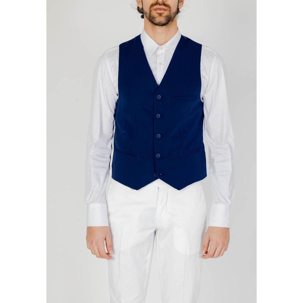 Blue Polyester Waistcoat
