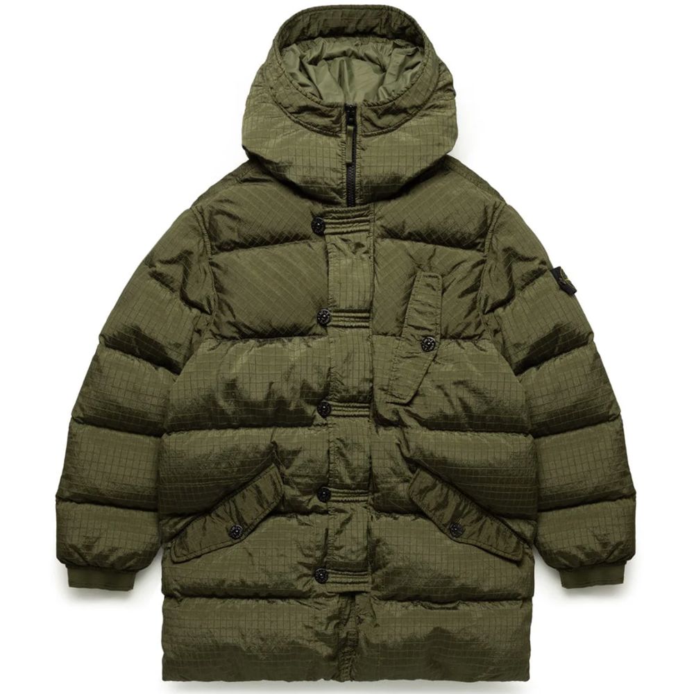 Green Nylon Men Parka