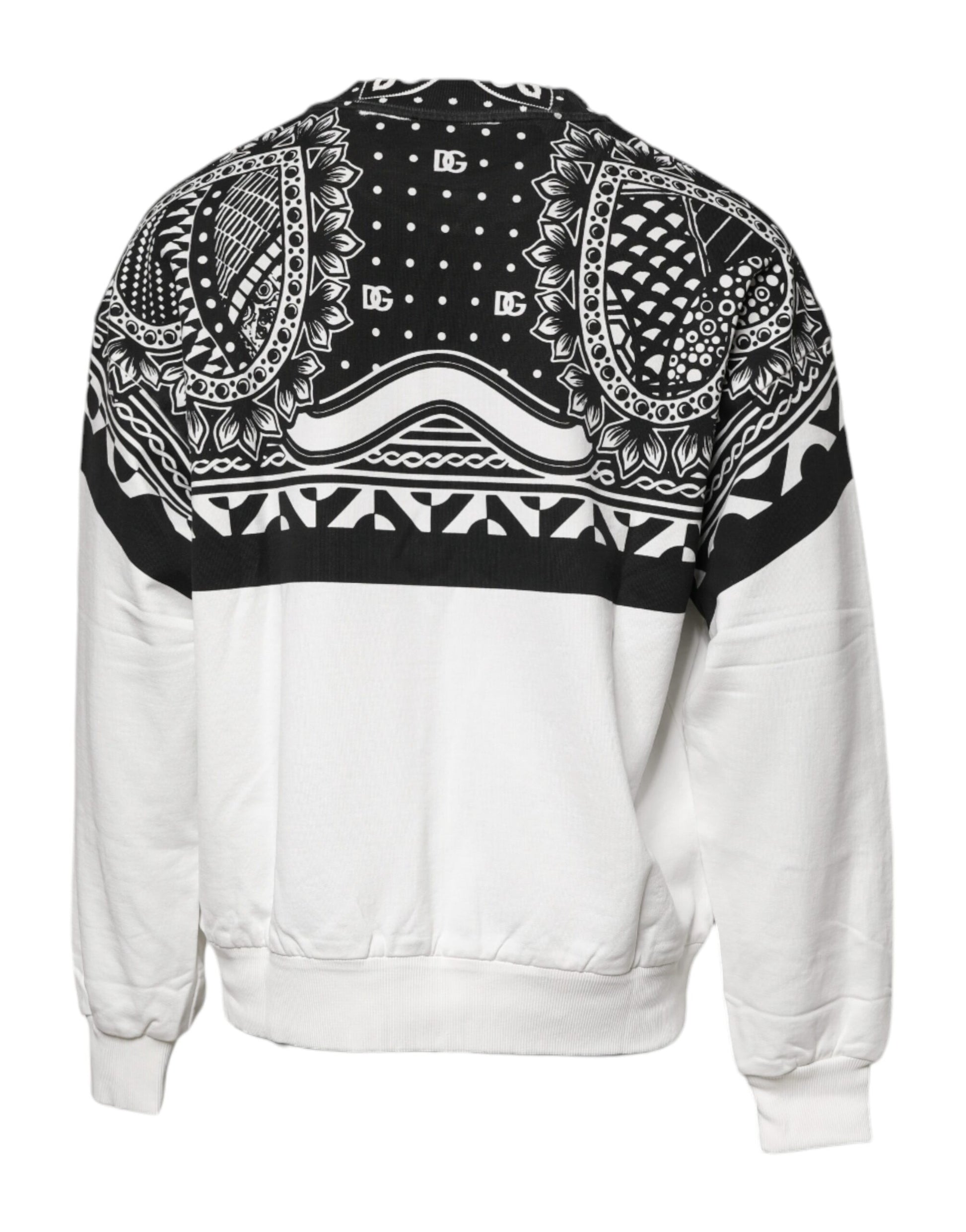 White Black Printed Cotton Sweatshirt Sweater