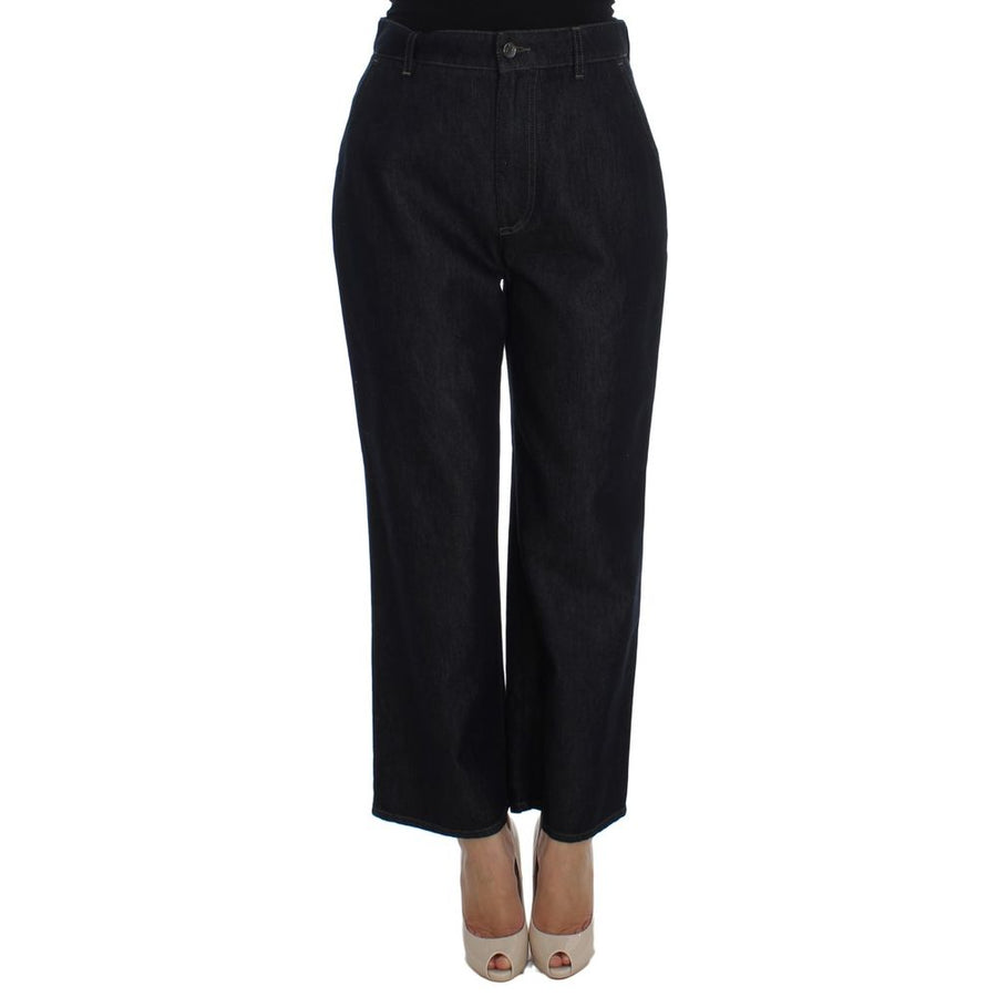 Blue Cotton Flared Jeans