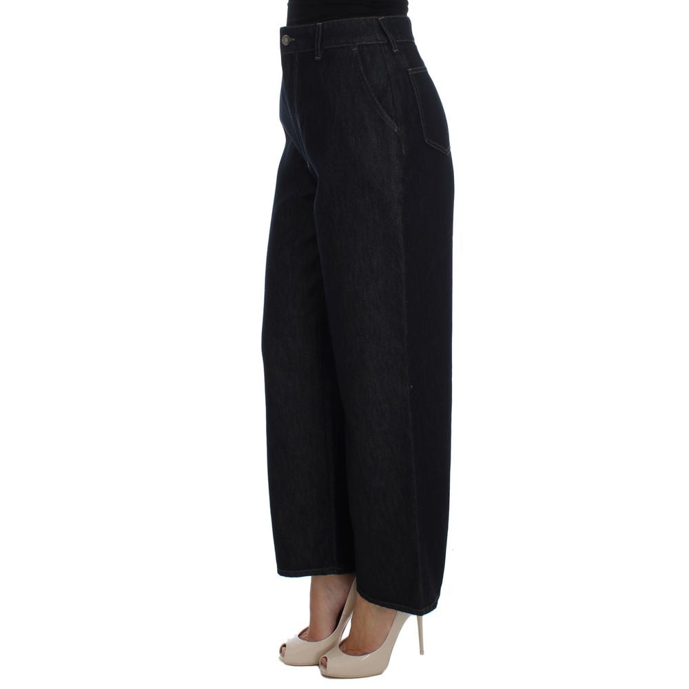 Blue Cotton Flared Jeans