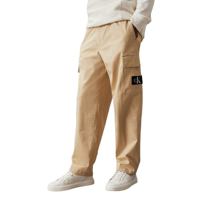 Beige Cotton Cargo Pants
