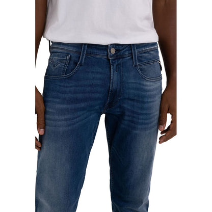 Blue Cotton Straight-Leg Jeans